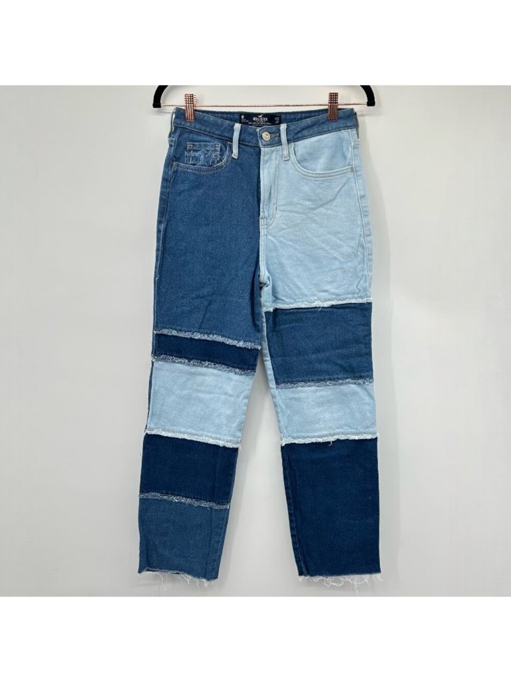 Hollister Ultra High Rise Vintage Straight Stretch Boyfriend Colorblock Jeans 25